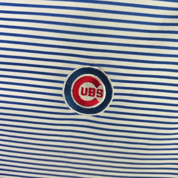 Mens Nike Golf Cubs Blue & White Striped Polo Shirt Short Sleeve Dri-Fit XL - Picture 2 of 9